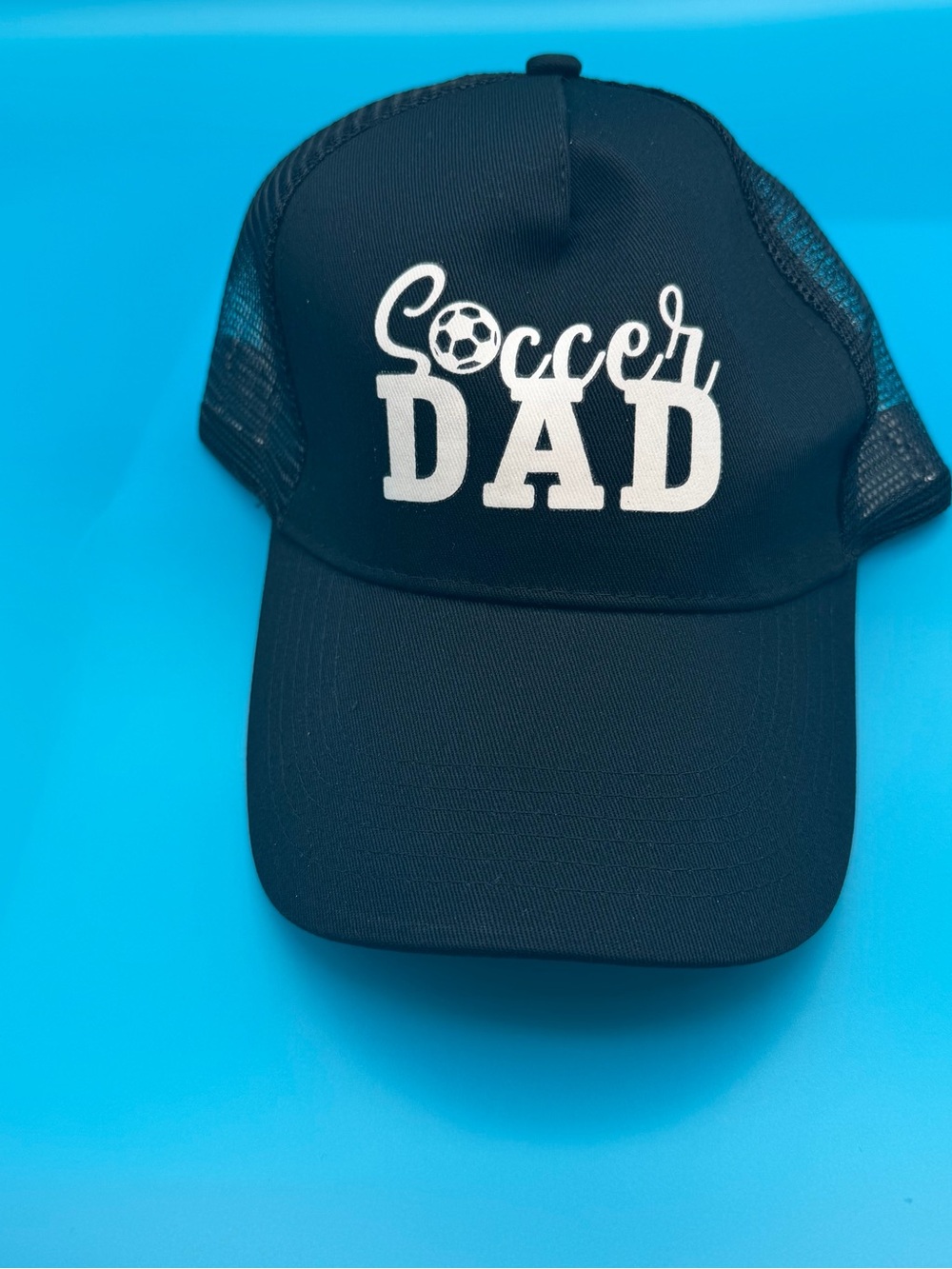 Adjustable Black Soccer Dad Trucker Hat